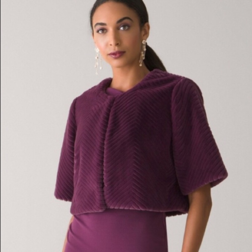 WHBM | Faux Fur Bolero Empire Plum STYLE: 570316788